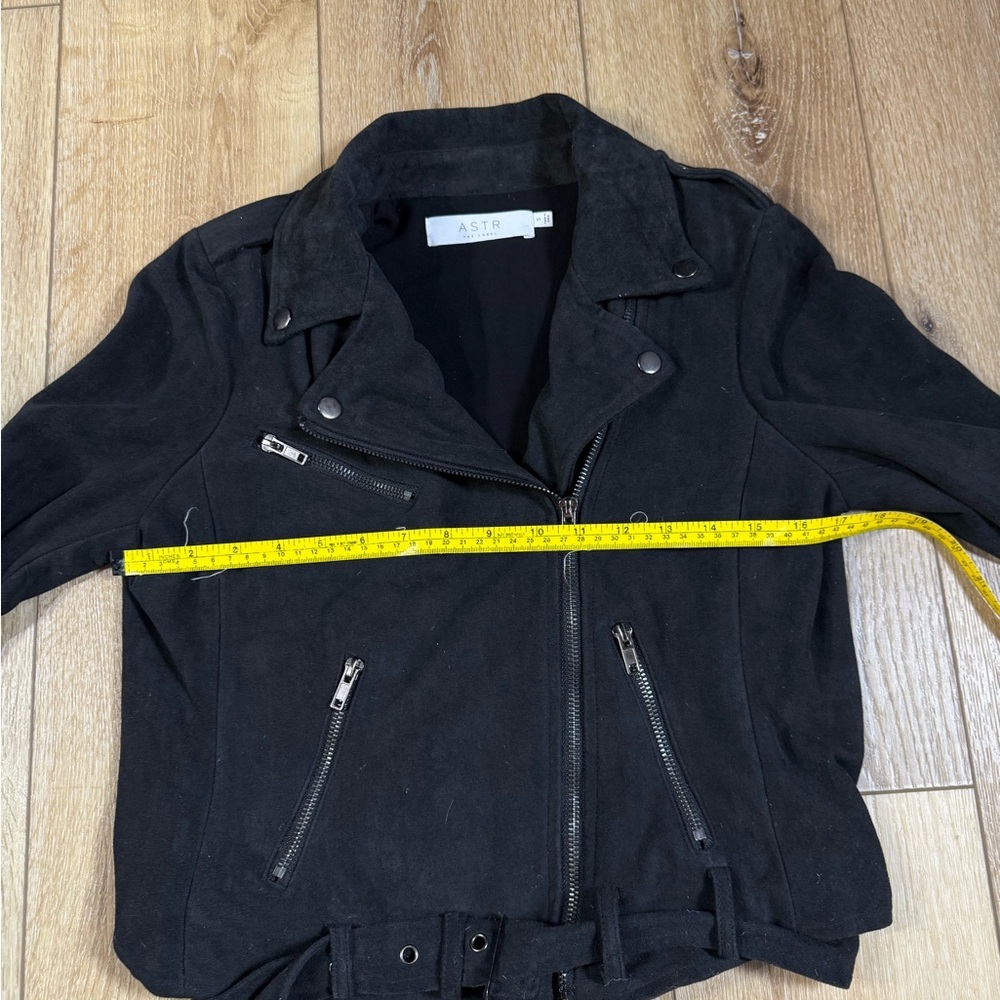 Astr the Label Women’s Moto Jacket Black Faux Suede Small Biker Jacket - Picture 9 of 12